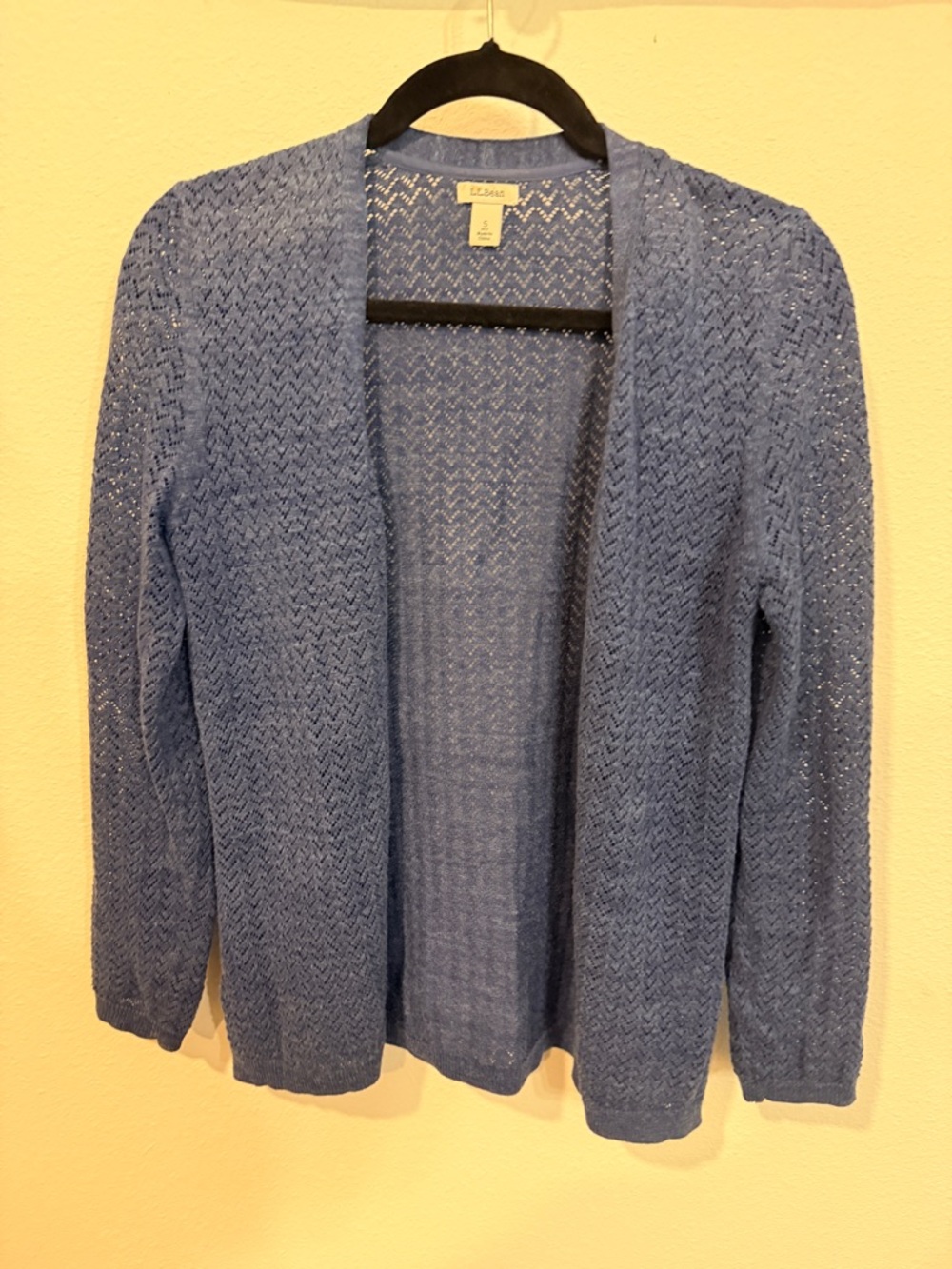 L.L. Bean Open-Front Blue Knit Cardigan